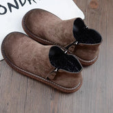 Bequeme Retro-Stiefel aus Wildleder mit rundem Kopf und Reißverschluss